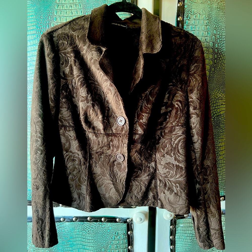 Essentials by Milano fur lined suede blazer